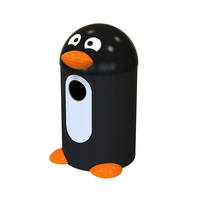 Poubelle publique originale et amusante - Pingouin en polyéthylène Rolléco_0