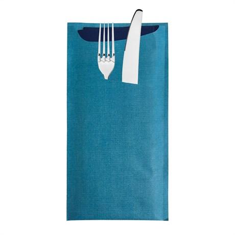 SACS POUR COUVERT DRY TISSU + SERVIETTE 33X40 90 + 10PE G/M² 11.2X22.5 M TURQUOISE (VENDU PAR 250)