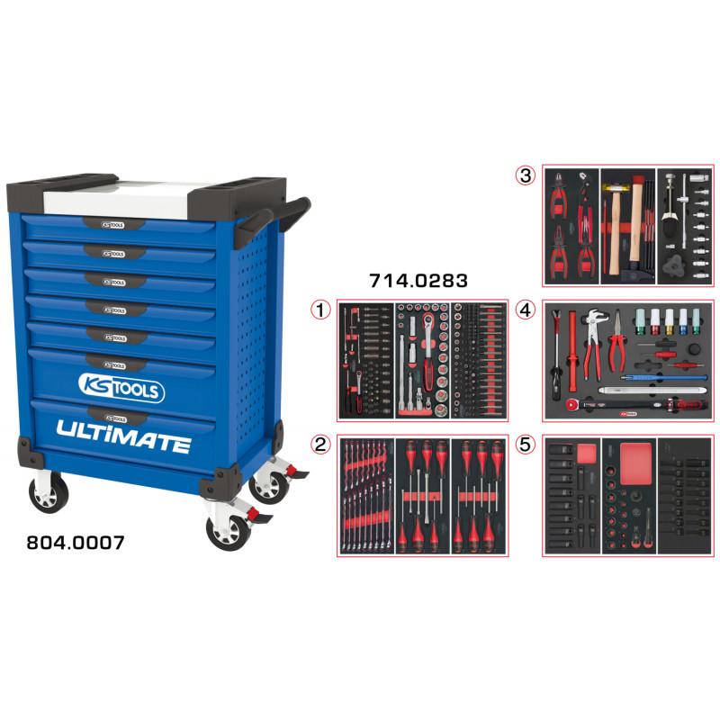 Servante PEARLline bleue 7 tiroirs équipée de 283 outils - KS Tools | 804.7283_0