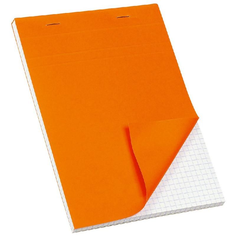 STAPLES BLOC-NOTES AGRAFÉ - FORMAT A4 (70 G/M2) - 100 PAGES PERFORÉES À PETITS CARREAUX - COULEUR ORANGE (PRIX À L'UNITÉ)