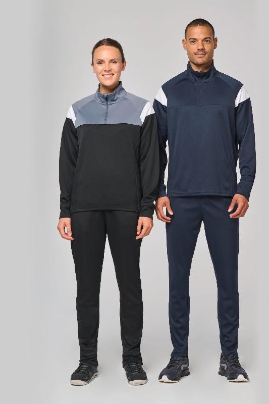Sweat d'entraînement 1/4 zip unisexe PROACT - Polyester interlock mat - Réf : PA387_0