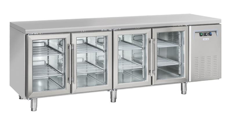Table réfrigérée positive 4 portes vitrées gn1/1 inox 570l - QRG 4100 - CH_0