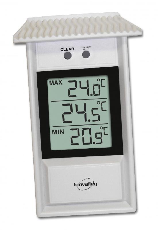 Thermomètre intérieur ou extérieur Inovalley 312ELB - électronique, affichage mini/maxi, blanc, à poser_0