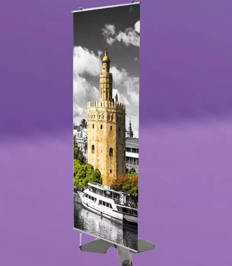 Totem publicitaire extérieur télescopique - 60x180 cm - aluminium et plastique - CREA'OUT II_0