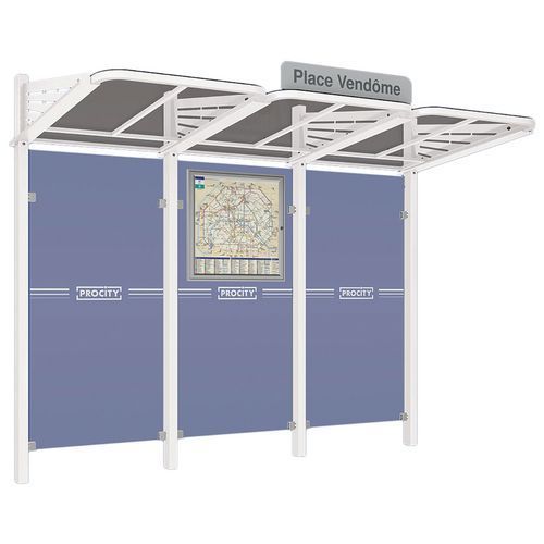 ABRI BUS CONVIVIALE 3 M SANS BARDAGES LATÉRAUX BLANC 9010 - PROCITY