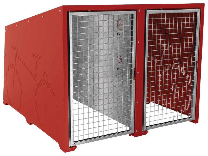 ABRI VÉLOS BERLIN INITIAL 2 PLACES PORTES GALVA - ROUGE FONCÉ 3004 - MANUTAN COLLECTIVITÉS