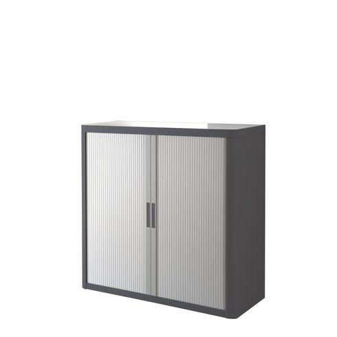 ARMOIRE À RIDEAUX DÉMONTABLE EASY OFFICE H 100 CM CORPS ANTHRACITE RIDEAUX GRIS