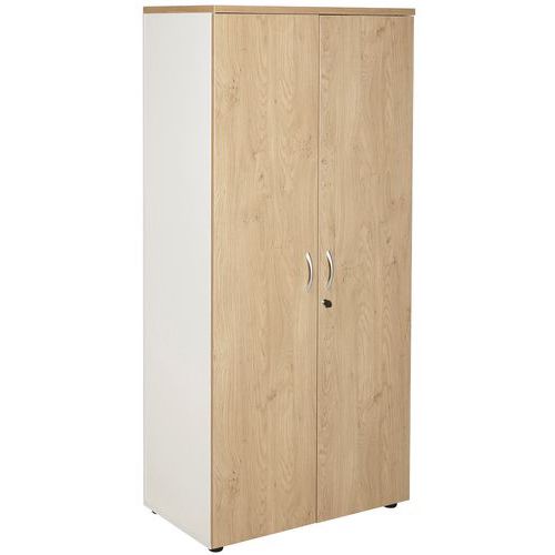 ARMOIRE QUATUOR 2 PORTES BATTANTES 80X180 CHÊNE/BLANC - MANUTAN EXPERT