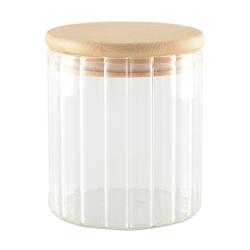 Aulica Pot De Rangement En Verre Et Couvercle En Bois 9X9X10Cm - 144301_0