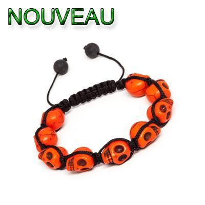 BRACELET TÊTE DE MORT ORANGE - SKULL