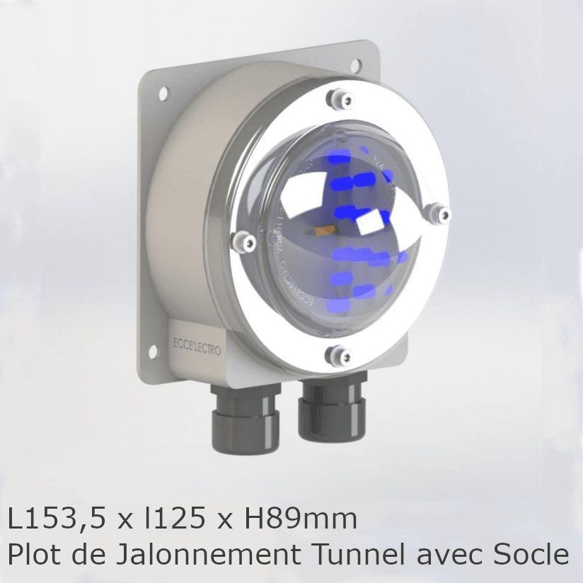 Balise tunnel Vision T embase - plot routier étanche IP67 - ECCElectro - LED bleu ou ambre 153,5 mm_0