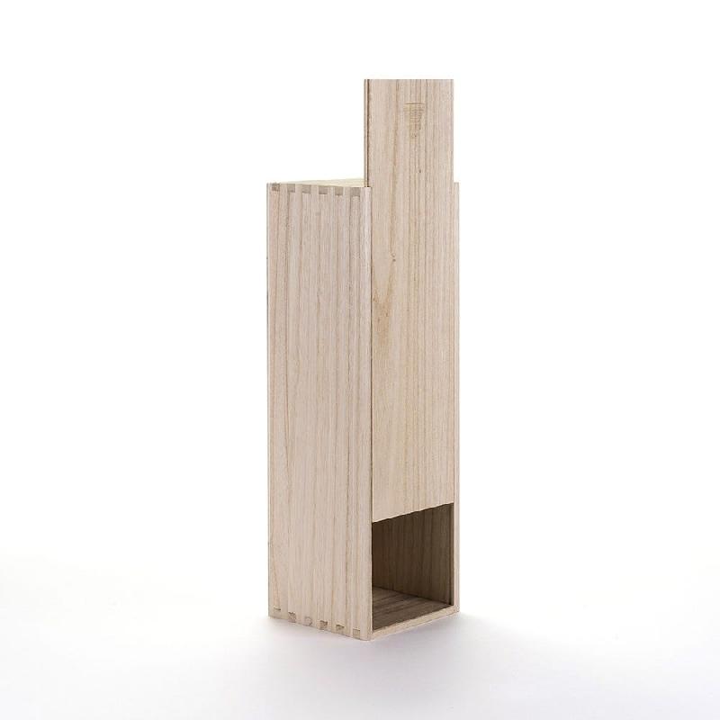Boîte à bouteille en bois de paulownia - coulissante 11x10.5x34.2cm - protection élégante_0
