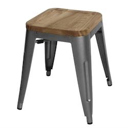 Bolero Tabouret bistrot en acier avec assise en bois - gris (4 pièces) - acier GM636_0