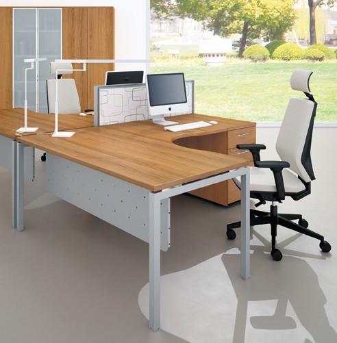 Bureau compact Idea 01 avec caisson - Quadrifoglio - 160, Blanc, Droite, 4 tiroirs_0