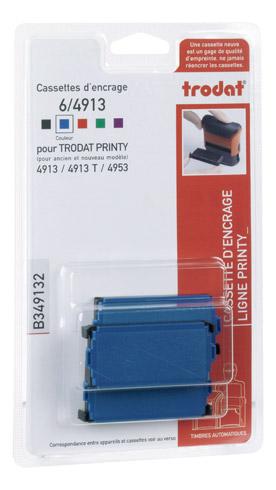 CASSETTE D'ENCRAGE PRINTY 6/4913 TRODAT - LOT DE 3 BLEUE