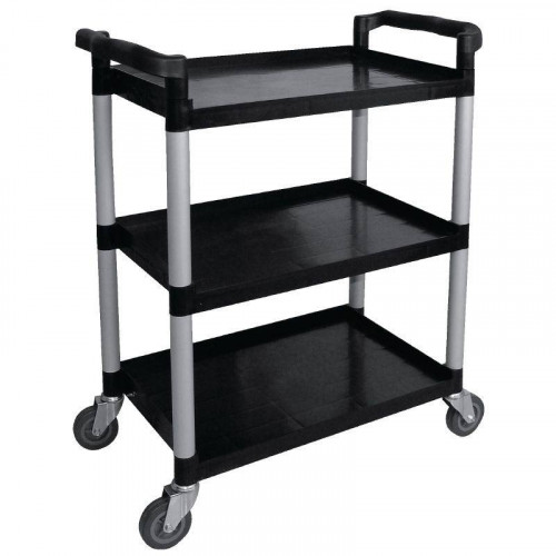 CHARIOT DE SERVICE COMPACT EN PLASTIQUE NOIR 3 PLATEAUX VOGUE