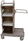 Chariot de service hôtel - 10 - Base PPL, 3 plateaux bois, porte-sac poubelle 120L_0