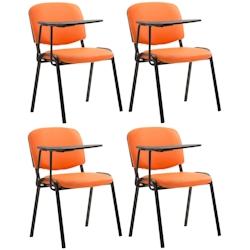 CLP Lot de 4 Chaises Ken en similicuir avec tablette rabattable Orange - orange polyester 318806_0