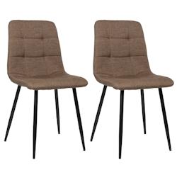 Décoshop26 - Lot de 2 chaises de salle à manger en tissu marron pieds métal noir mat style moderne CDS101108 - marron 3000491969609_0