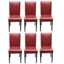 Décoshop26 - Lot de 6 chaises de salle à manger cuisine en cuir rouge pieds en bois foncés design moderne 04_0001939 - 3000085932699_0