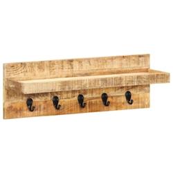 Décoshop26 - Porte-manteau mural 60x15x20 cm avec 5 crochets Bois de manguier brut solide DEC024232 - 3001109069605_0