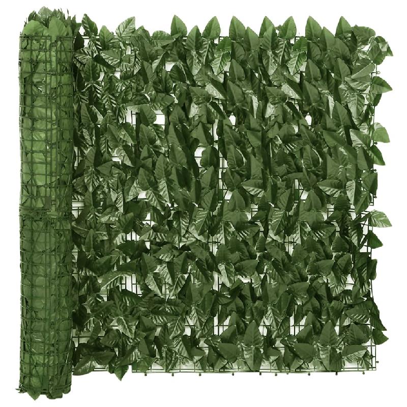 ÉCRAN DE BALCON BRISE PARE VUE PROTECTION CONFIDENTIALITÉ AVEC FEUILLES 300 X 75 CM VERT FONCÉ 02_0010006_0