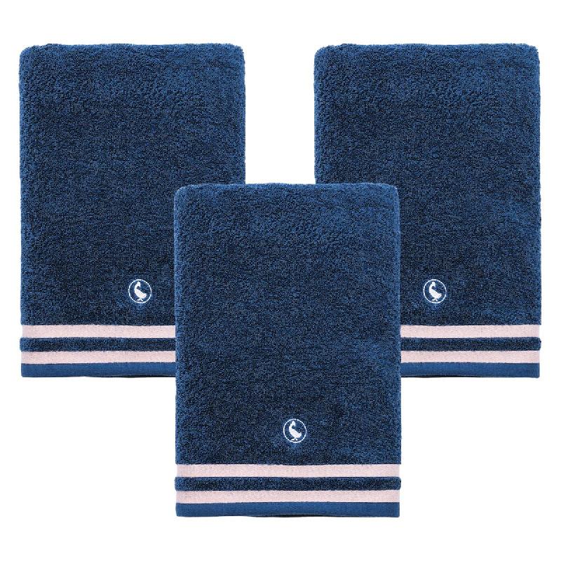 El Ganso - Set de 3 Serviettes de Douche couleur Bleu Marine 70x140cm 100% Coton 500GSM - bleu PK7360_0