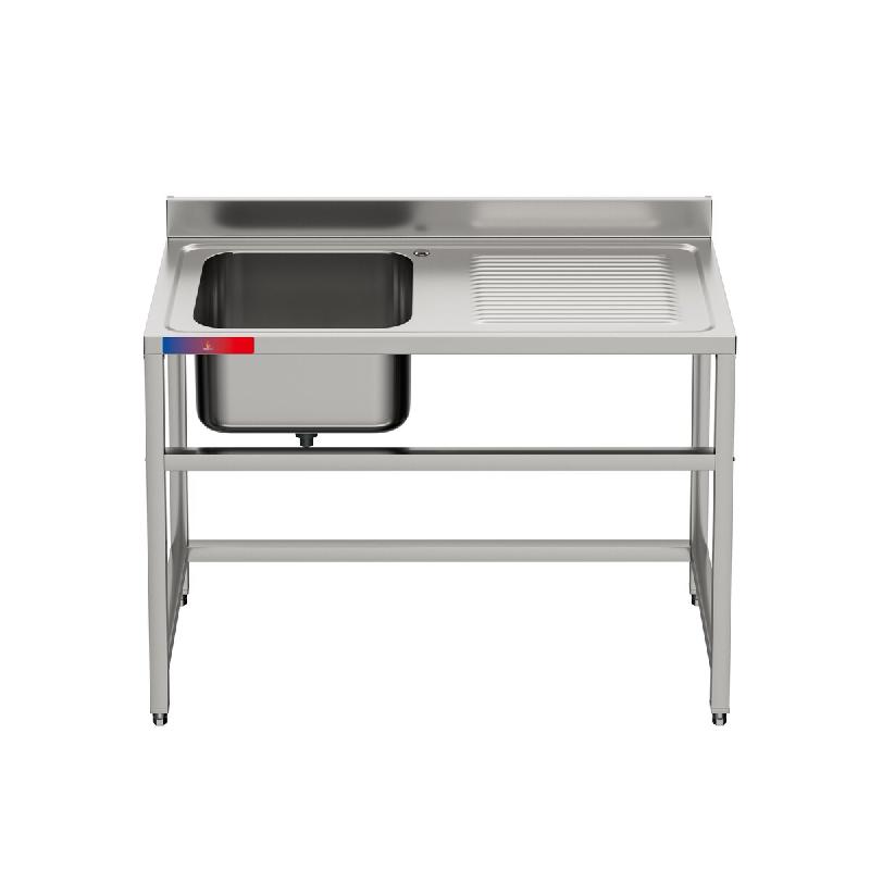 Gasfrit – Évier sous comptoir avec 1 bac et 1 égouttoir, industriel, en acier inoxydable, étagère , 1200 x 600 x 850 mm. - inox gfy12_0