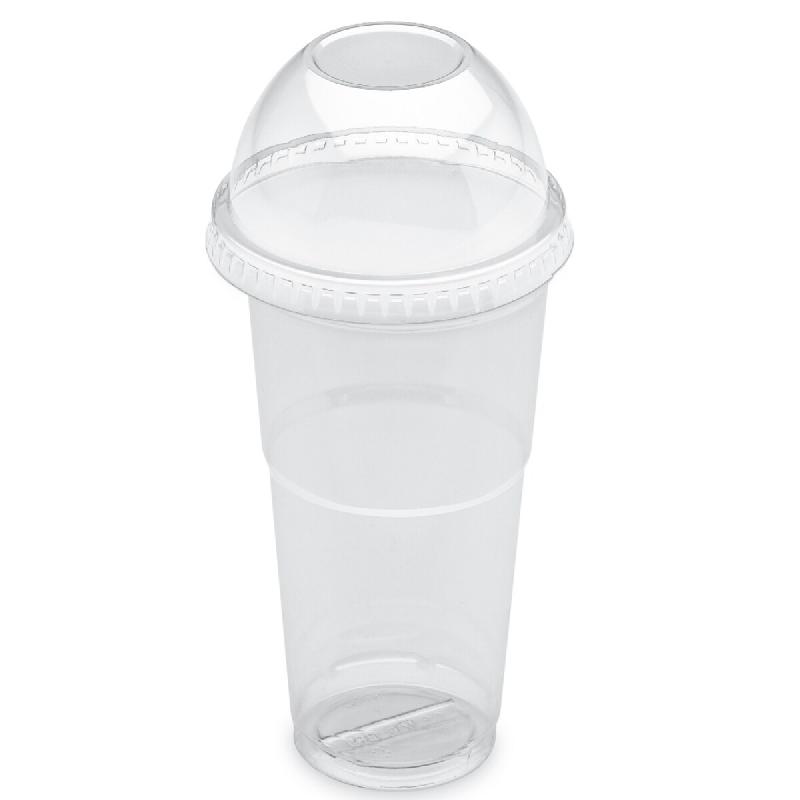 Gobelet Smoothie  40cl NOVACUP ECO PACK + Couvercle Dôme Fermé Inclus Shaker Milkshake Recyclé Transparent VAE Snacking - Lot de 2400 - transparent_0