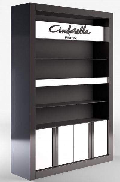 Grand meuble Philosophy - meuble retail pour produits de revente avec tiroirs, étagères et option LED_0