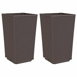 Helloshop26 - Jardinière bac lit surélevé plantes fleurs jardin terrasses lot de 2 32,5 x 32,5 x 57 cm polypropylène marron 02_0038936 - 3000218018894_0