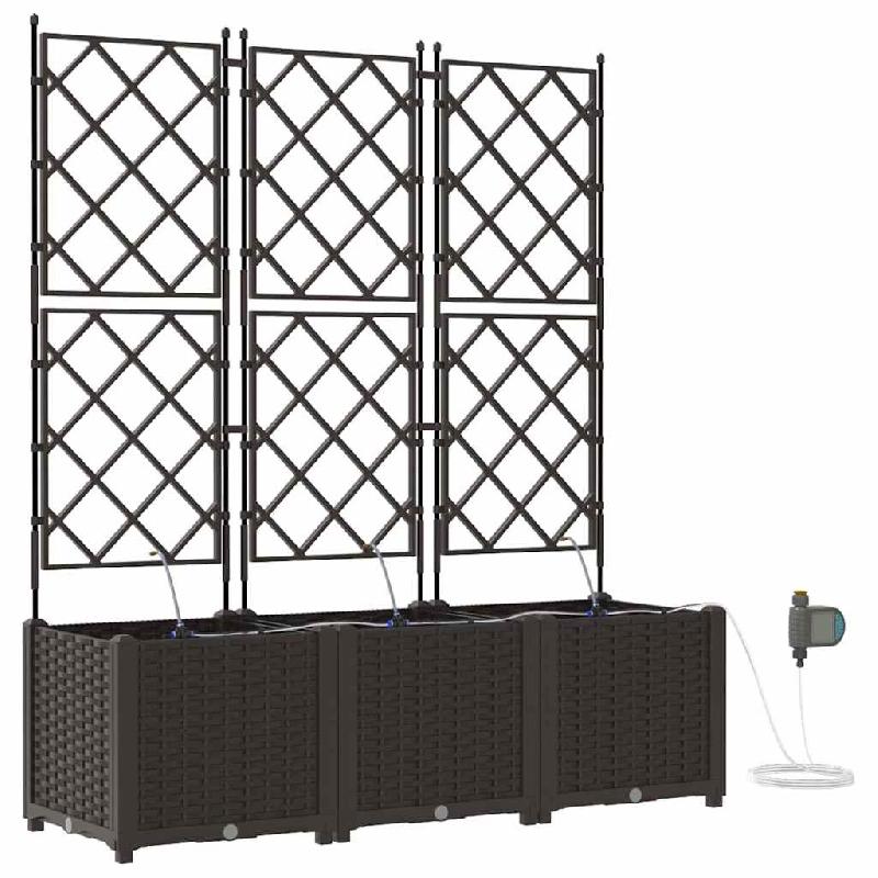 Helloshop26 - Lot de 3 cache-pots modernes jardin système d'irrigation 120 x 40 x 142 cm en acier marron 02_0058528 - marron acier 3000240639241_0