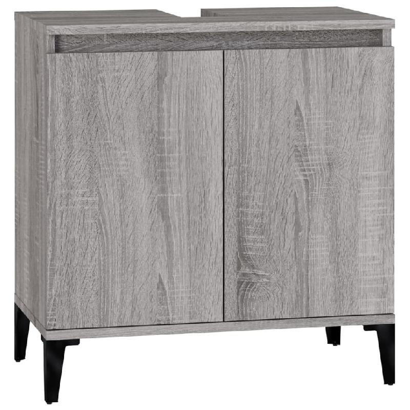 Helloshop26 - Meuble d'évier armoire de lavabo 58 x 33 x 60 cm bois d'ingénierie gris 02_0006847 - gris Bois massif 3000371282729_0