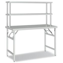 Helloshop26 - Table de travail de cuisine professionnelle avec étagère 120 x 60 x 145 cm acier inoxydable 02_0045424 - 3000220675245_0