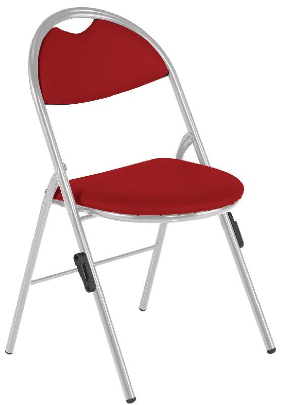LOT 4 CHAISES PLIANTES CLAP PIEDS ALU AVEC ACCROCHES TISSU ENDUIT PVC M2 ROUGE - MANUTAN COLLECTIVITÉS