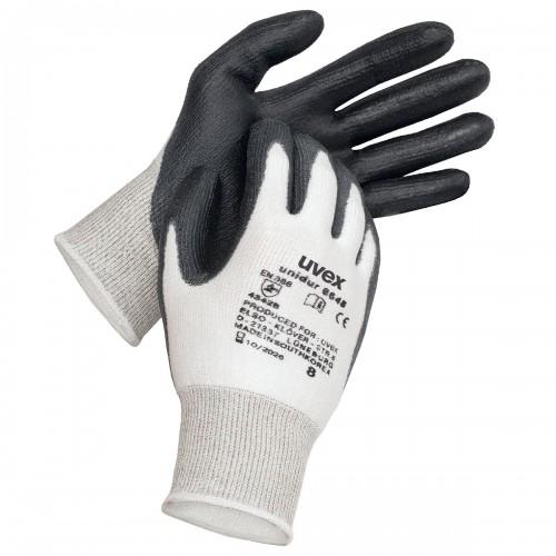 LOT DE 10 PAIRES DE GANTS ANTICOUPURE UVEX UNIDUR 6648 - BLANC ET NOIR - TAILLE 11 UVEX