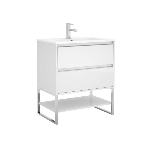 MEUBLE DE SALLE DE BAIN BLANC BRILLANT S40 2 TIROIRS 800 - SALGAR 21618