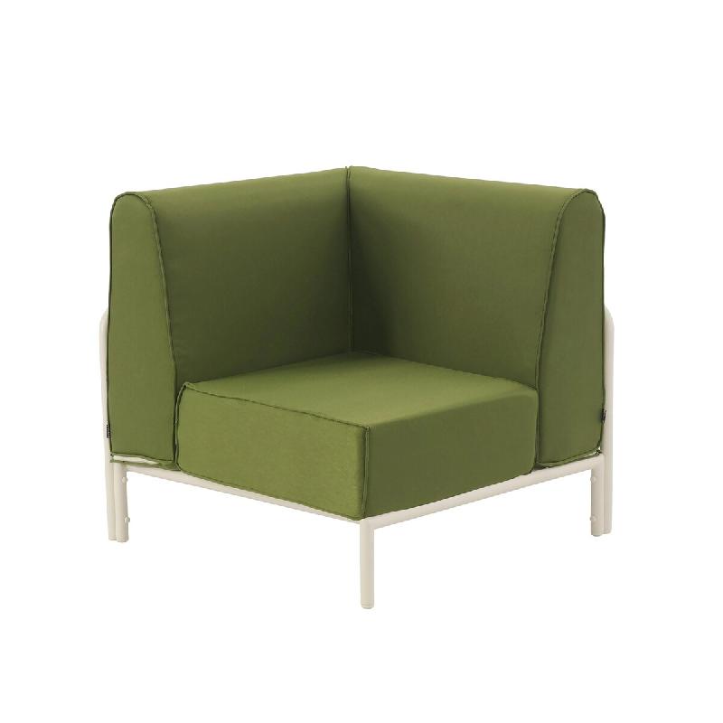 Oviala Business Fauteuil d'angle pour salon de jardin modulable tissu vert kaki Oviala 80 x 80 x 78 cm - vert polyester 114812_0