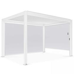 Oviala Business - Pergola bioclimatique blanche 3x4m autoportée avec lames orientables et 2 stores - aluminium blanc - Réf. 109362_0