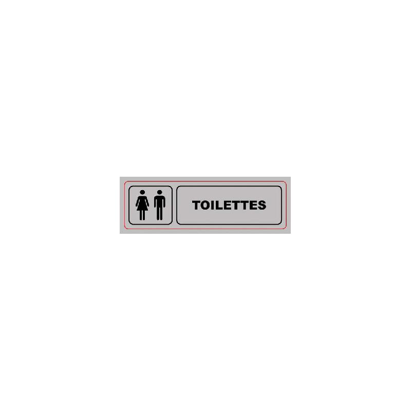 PLAQUE DE SIGNALISATION VISO AUTO-ADHESIVE - ALUMINIUM - 17 X 5CM - TOILETTES HOMMES/FEMMES