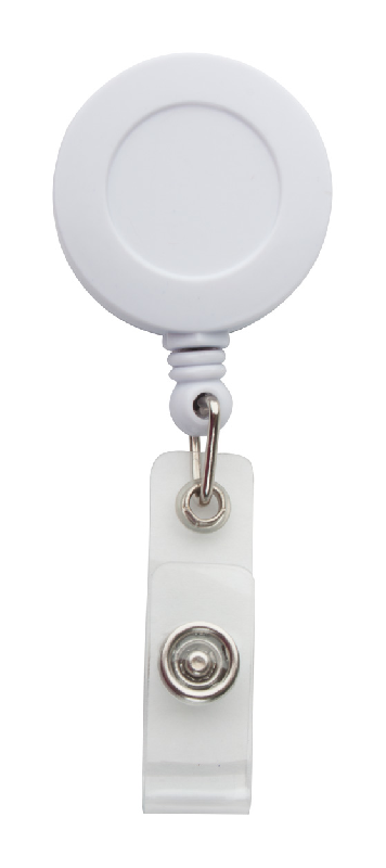 Porte-badges en plastique - bouton pression, cordelette télescopique et clip métal - compatible pochette réf AP761597_0