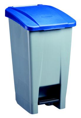 Poubelle mobile à pédale plastique recyclé - 60l - mobily green - gris/bleu_0