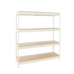 PROREGAL Étagère pour Charges Lourdes WOOD BEAST FOUR | HxLxP 200x210x60cm | 500kg par Niveau | Blanc - blanc métal PR_RS18-107_0
