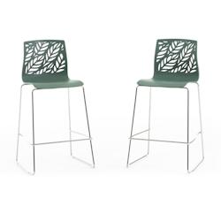 RATTATAN Lot de 2 tabourets de bar en polypropylène avec fibre de verre, pieds en métal, pour bar, restaurant ou cuisine, au design élégant – Da_0