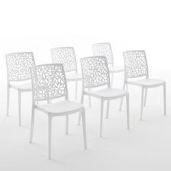 RATTATAN Set 6 Chaises en polypropylène avec fibre de verre empilables pour extérieur et jardin, bar et restaurant, cuisine design moderne - ANNA -_0