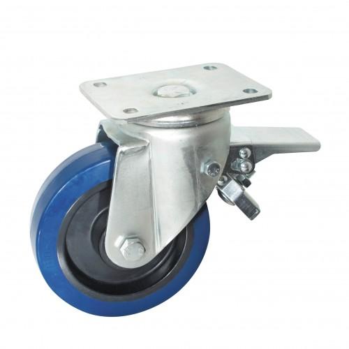 ROULETTE PIVOTANTE À FREIN BLEU 160 MM- CHARGE 300 KG - ROULEMENTS À ROULEAUX AVL