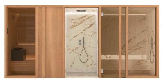Combiné sauna & hammam Yoku Spa - Pool and Co - Dimensions standard : 444 x 170 x 214H - Options sur mesure_0
