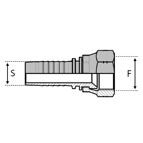 Série métrique Komatsu® - Filetage métrique - Cône 60° - Femelle - Droit (JIS DK-KOMATSU®) - 5 , 5/16