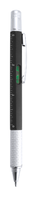 Stylo bille multifonction - plastique - tournevis plat et cruciforme - niveau à bulle - règle 7 cm/3 pouces - encre bleue_0