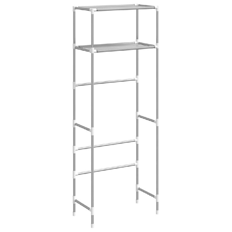 Support de rangement 2 niveaux - au-dessus de toilette 53,5 x 28 x 143 cm - gris - structure en fer robuste_0